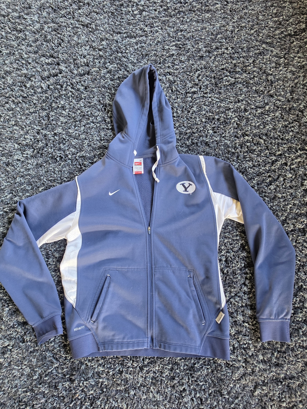 VTG BYU Cougars Nike Youth Medium Full Zip Hooded Sweatshirt Blue Kids M Jacket